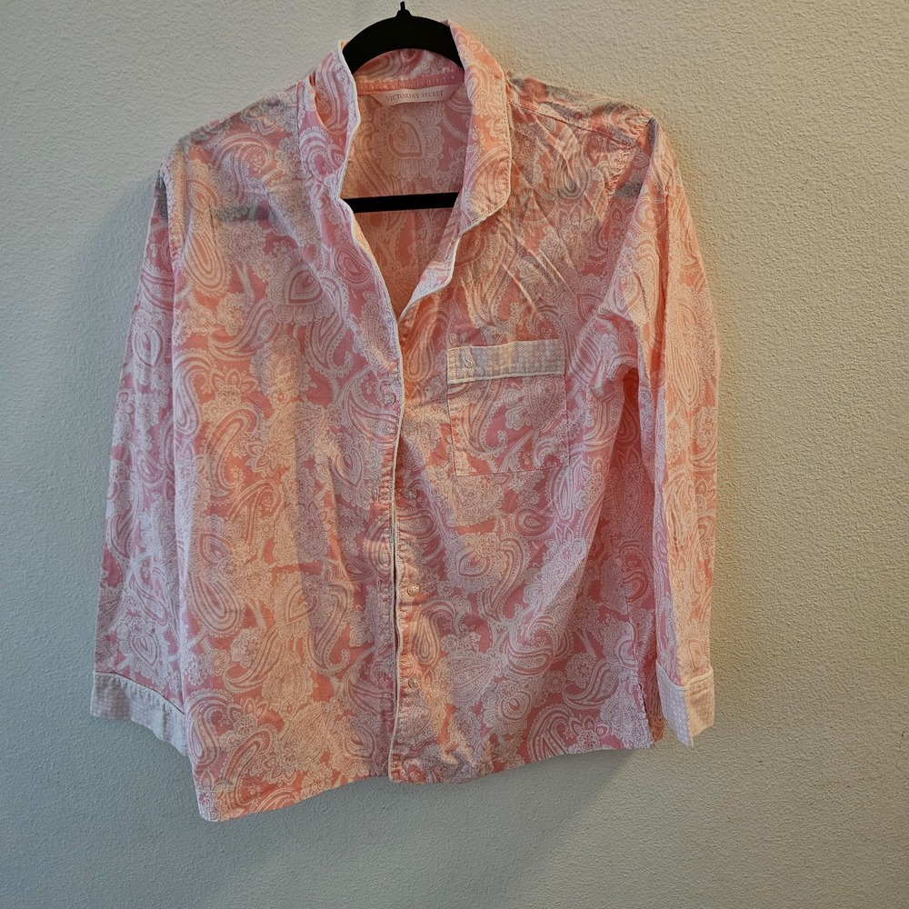 Victoria's Secret‎ Pink Paisley Cotton Button Down Pajama Sleep Shirt Small